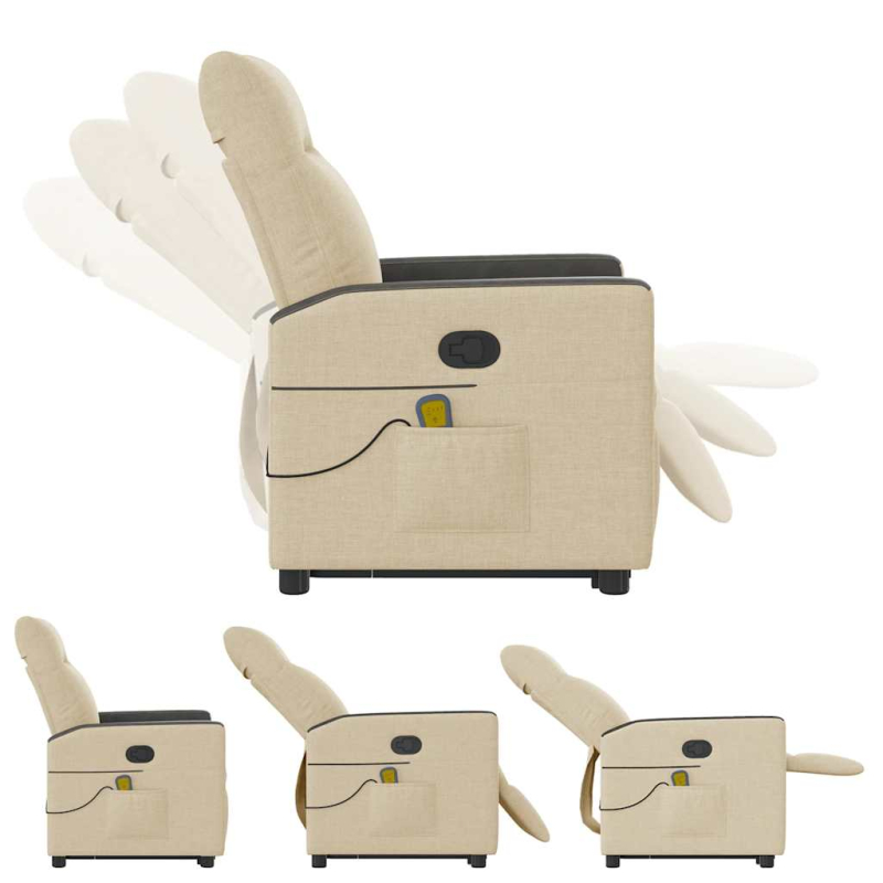 Massagesessel mit Aufstehhilfe Creme Stoff