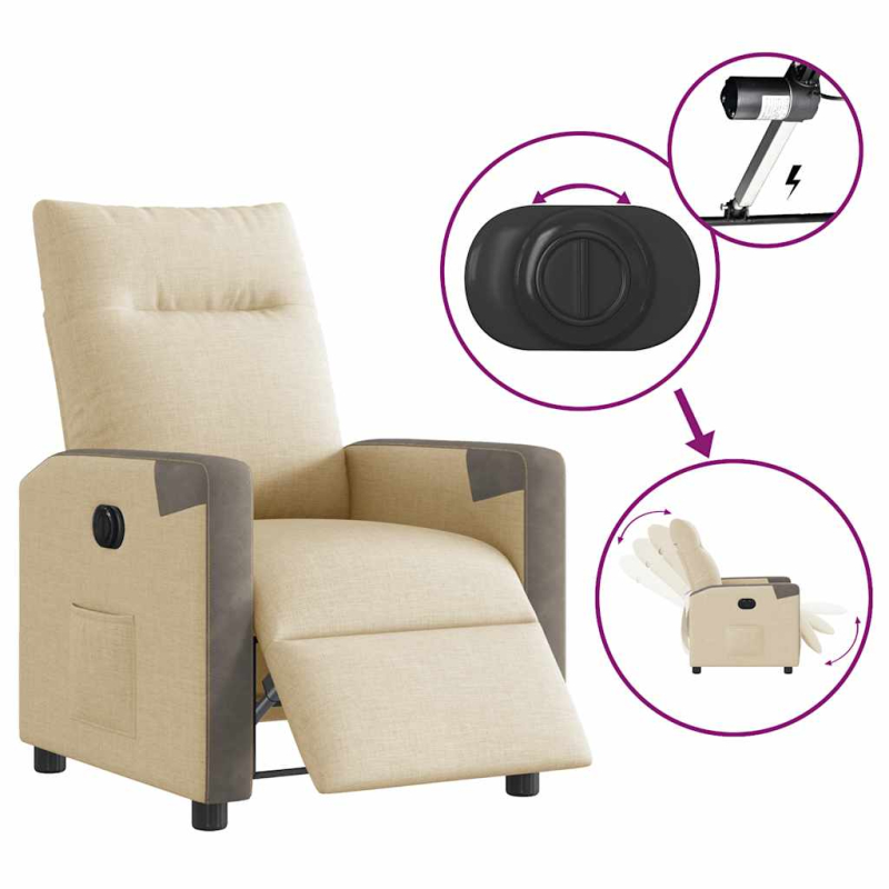 Relaxsessel Elektrisch Creme Stoff