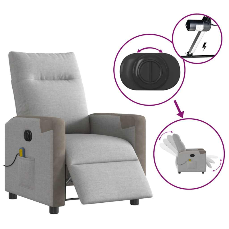 Massagesessel Elektrisch Wolkengrau Stoff