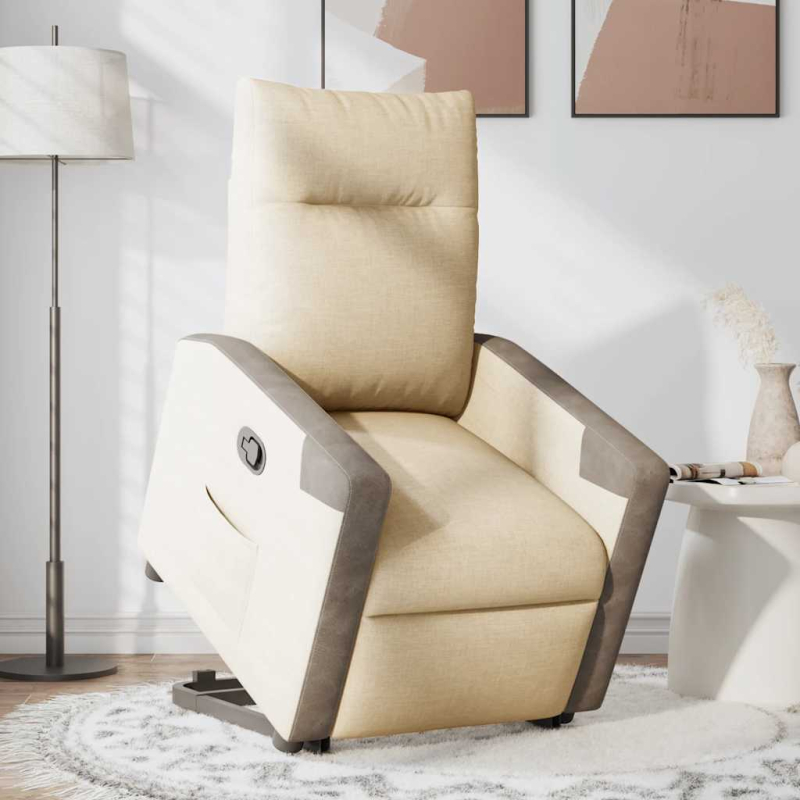 Relaxsessel mit Aufstehhilfe Creme Stoff