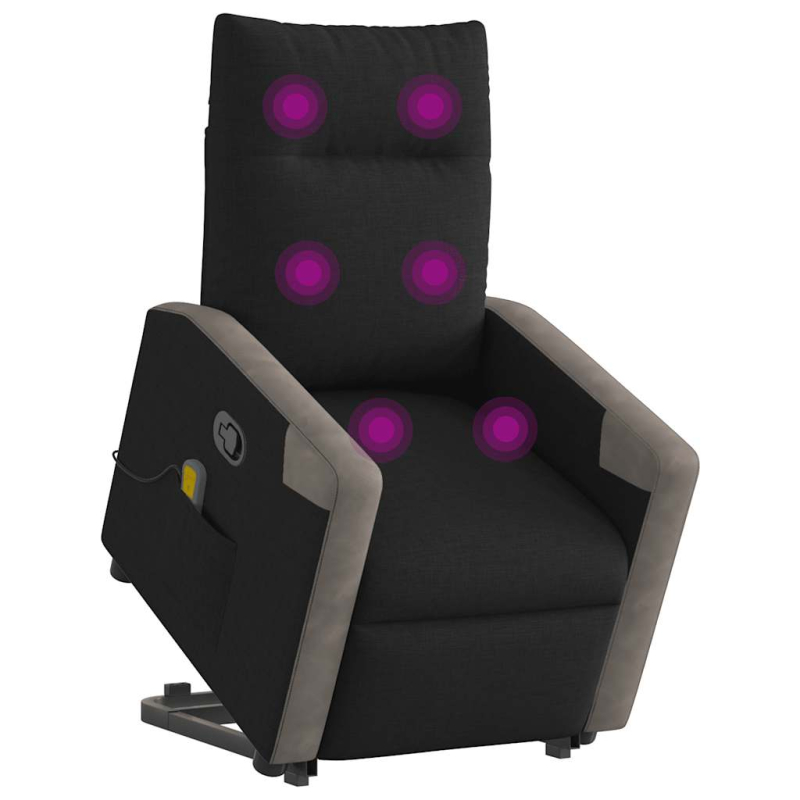 Massagesessel mit Aufstehhilfe Schwarz Stoff