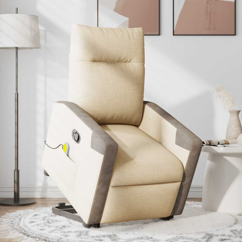 Massagesessel mit Aufstehhilfe Creme Stoff