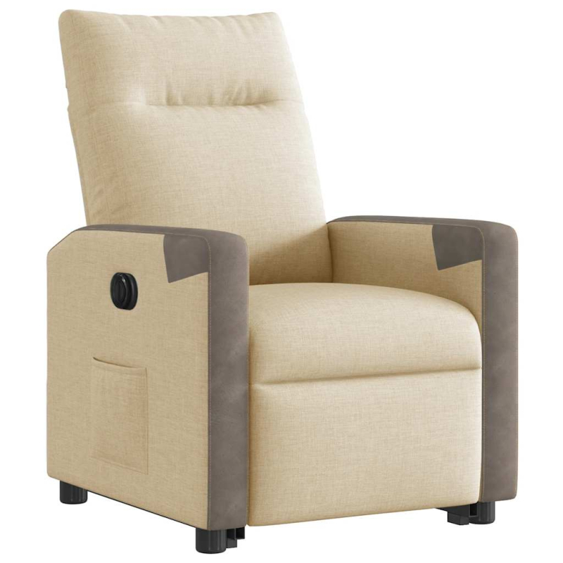 Relaxsessel mit Aufstehhilfe Elektrisch Creme Stoff