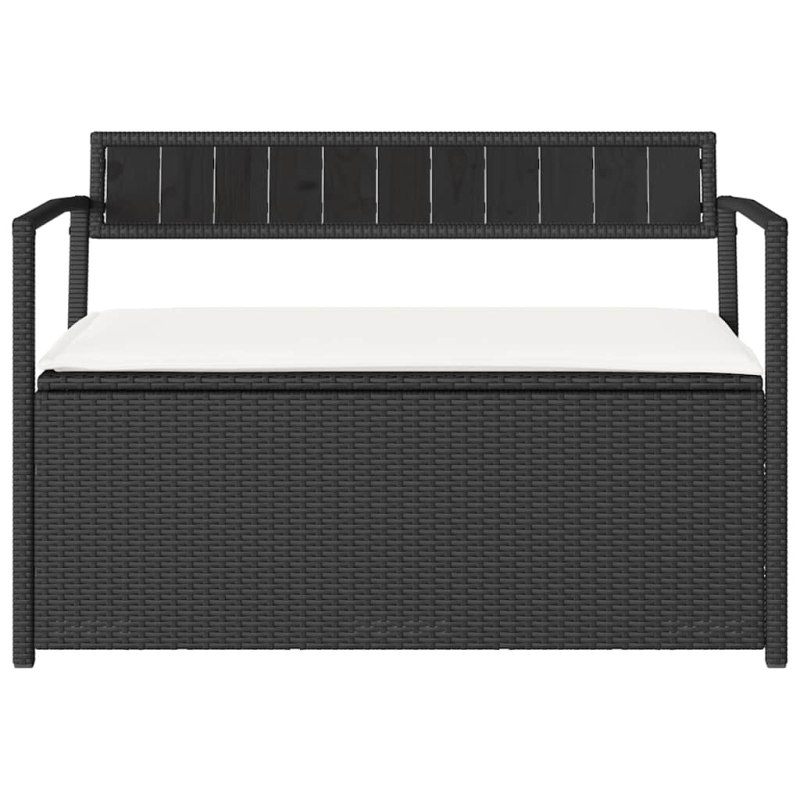 Gartenbank mit Stauraum und Kissen Schwarz Poly Rattan