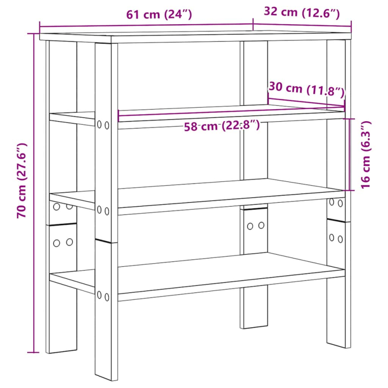 Schuhregal Betongrau 61x32x70 cm Holzwerkstoff