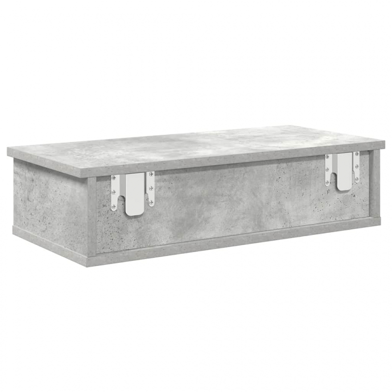 Wandregal mit Schubladen Betongrau 60x25x15 cm Holzwerkstoff