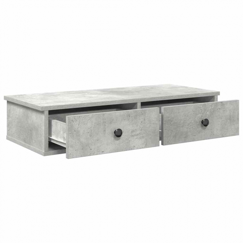Wandregal mit Schubladen Betongrau 80x31x17 cm Holzwerkstoff