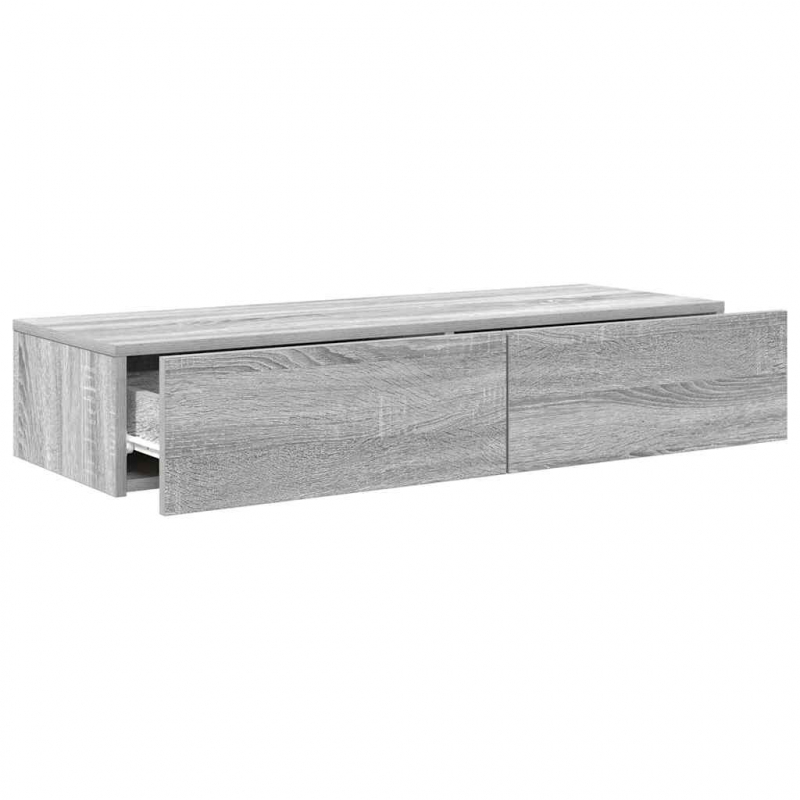Wandregal mit Schubladen Grau Sonoma 100x36x19 cm Holzwerkstoff