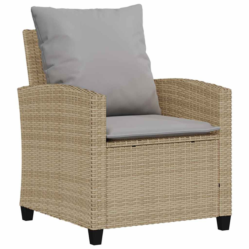 4-tlg. Garten-Sofagarnitur mit Kissen Beige Poly Rattan