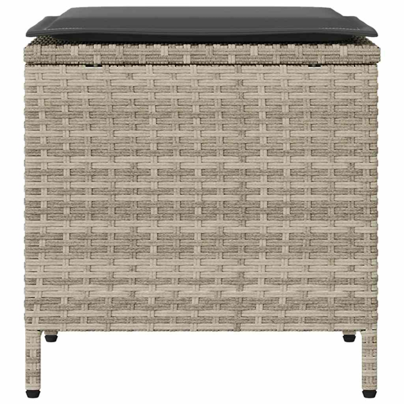 4-tlg. Garten-Sofagarnitur mit Kissen Hellgrau Poly Rattan