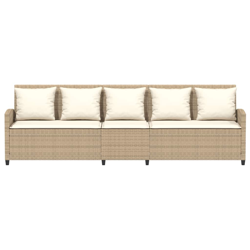 Gartensofa 5-Sitzer mit Kissen Beige Poly Rattan