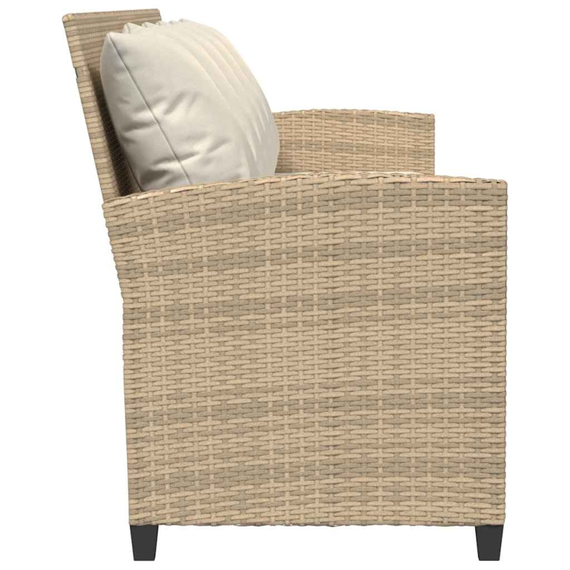 Gartensofa 5-Sitzer mit Kissen Beige Poly Rattan