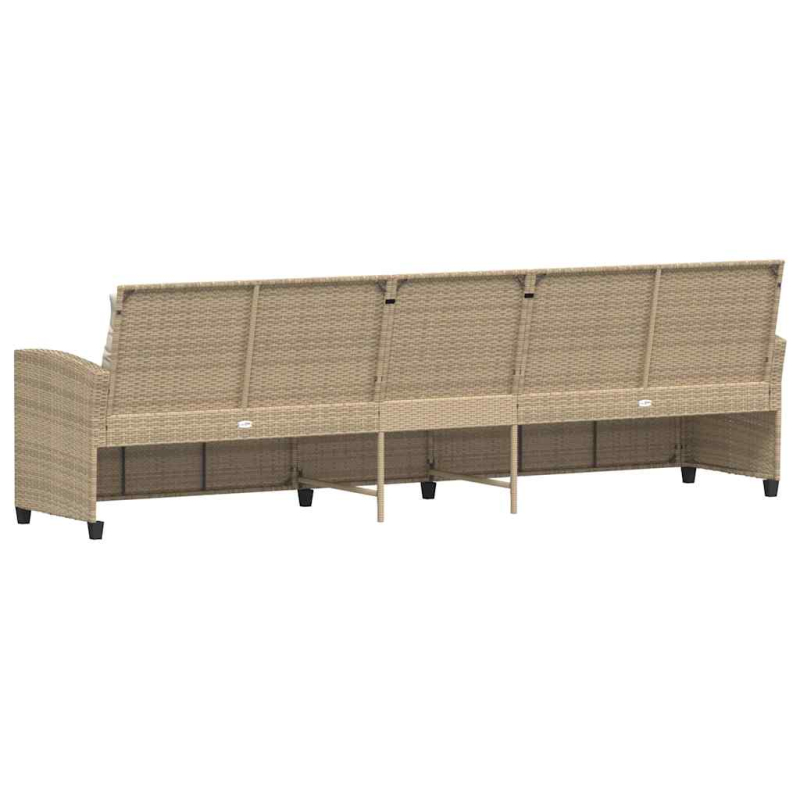 Gartensofa 5-Sitzer mit Kissen Beige Poly Rattan