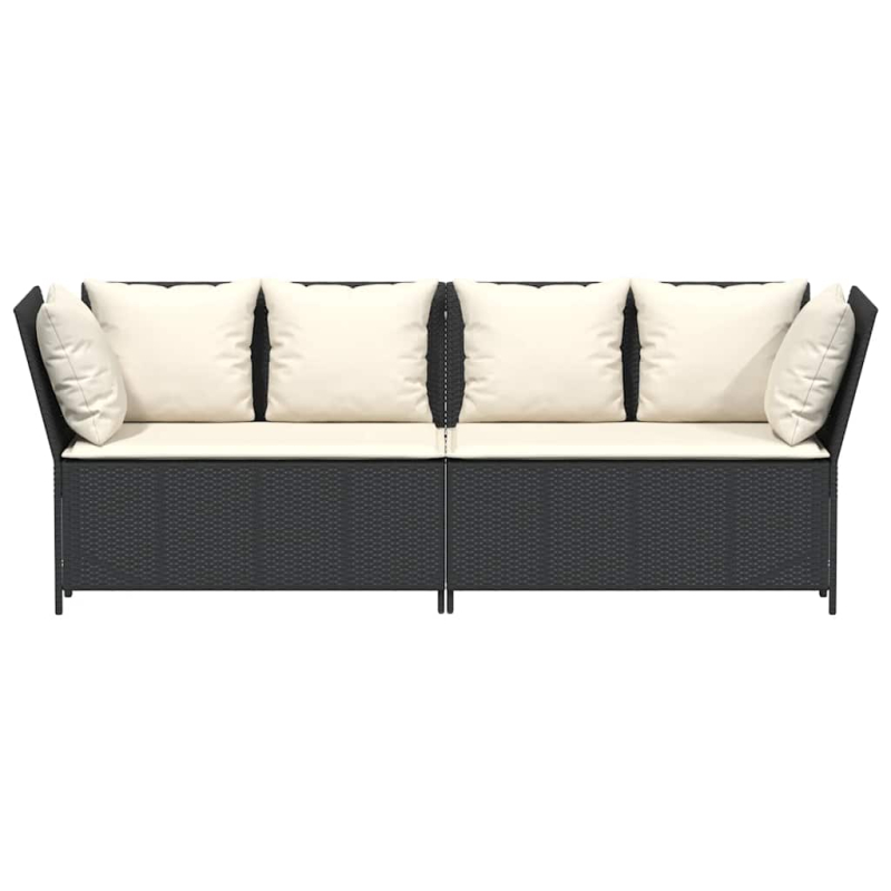 Gartensofa mit Kissen Schwarz Poly Rattan