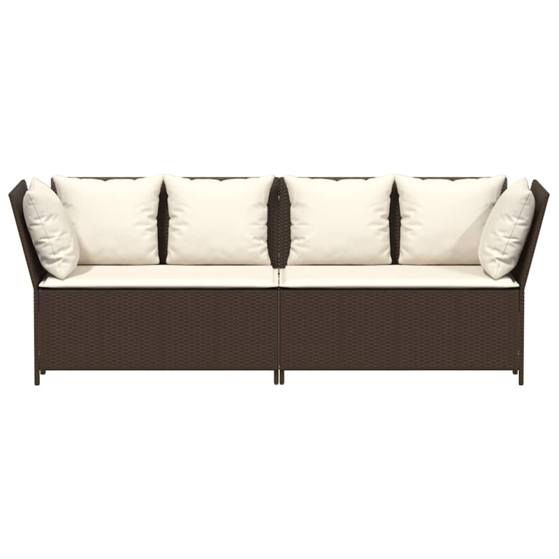 Gartensofa mit Kissen Braun Poly Rattan