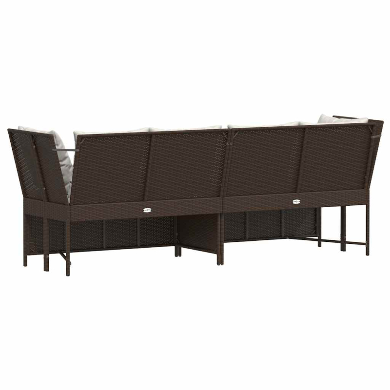 Gartensofa mit Kissen Braun Poly Rattan