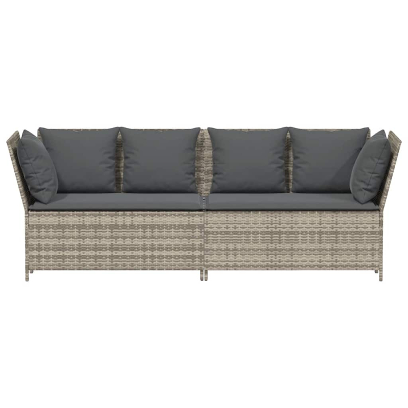 Gartensofa mit Kissen Hellgrau Poly Rattan