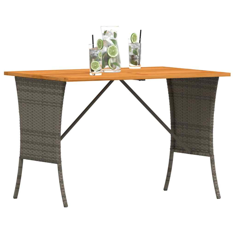 Gartentisch mit Akazienholzplatte Grau 105x75x72cm Poly Rattan