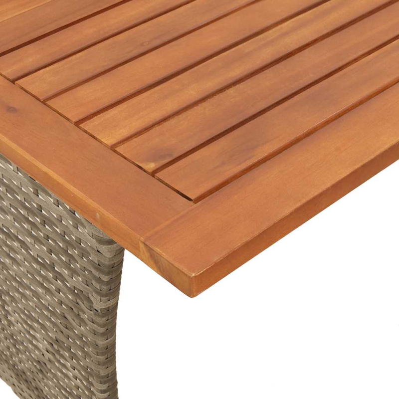 Gartentisch mit Akazienholzplatte Grau 105x75x72cm Poly Rattan