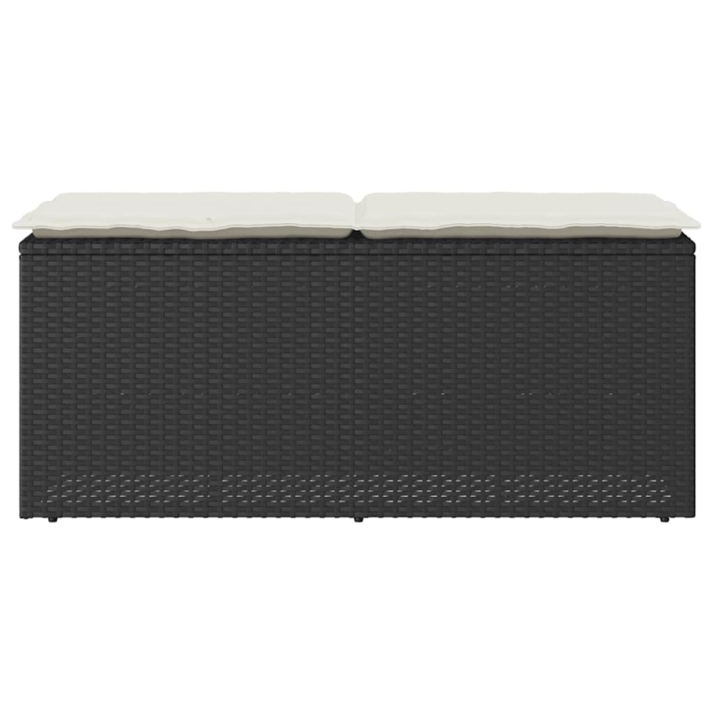 Gartenbank mit Kissen Schwarz 110x40x44 cm Poly Rattan