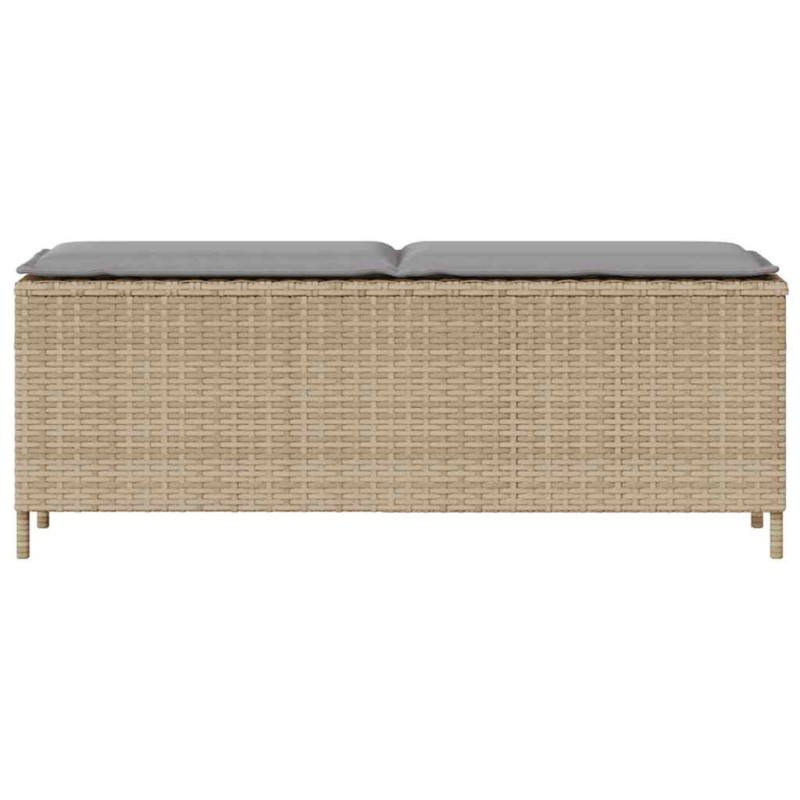 Gartenbank mit Kissen Beige 110x30x40,5 cm Poly Rattan