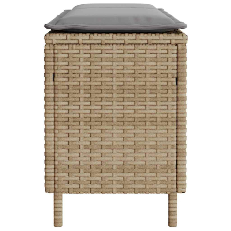 Gartenbank mit Kissen Beige 110x30x40,5 cm Poly Rattan