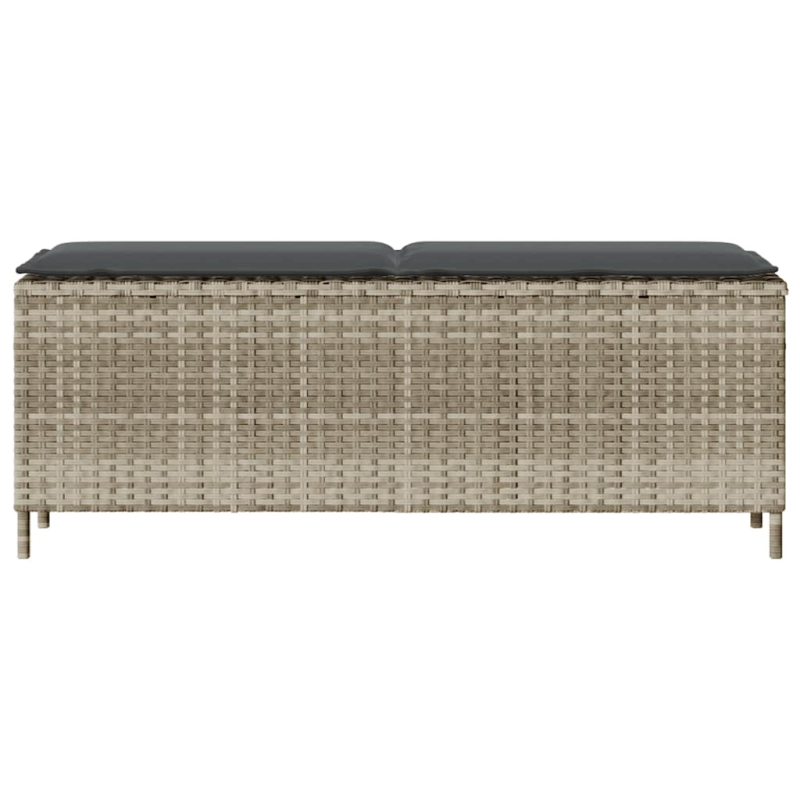 Gartenbank mit Kissen Hellgrau 110x30x40,5 cm Poly Rattan
