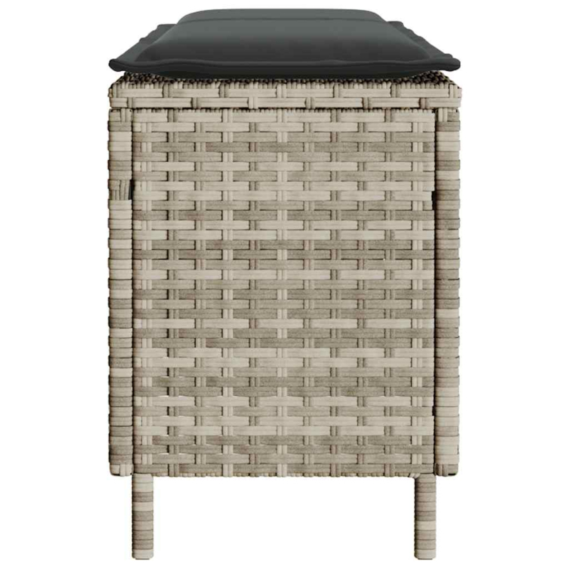 Gartenbank mit Kissen Hellgrau 110x30x40,5 cm Poly Rattan