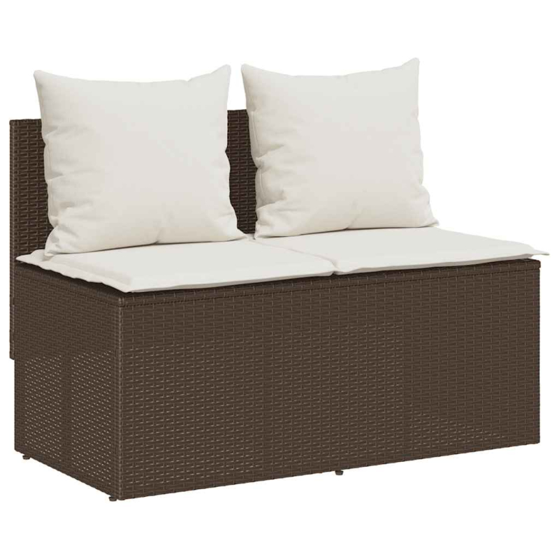 3-tlg. Garten-Essgruppe mit Kissen Braun Poly Rattan