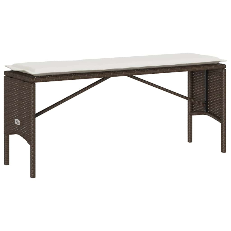 3-tlg. Garten-Essgruppe mit Kissen Braun Poly Rattan