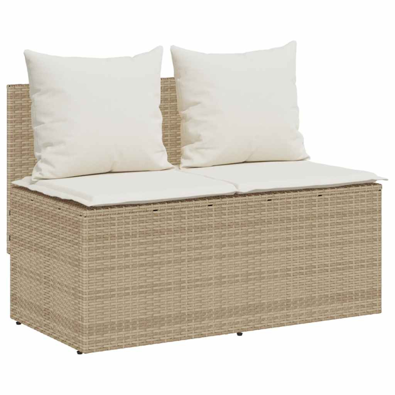 3-tlg. Garten-Essgruppe mit Kissen Beige Poly Rattan