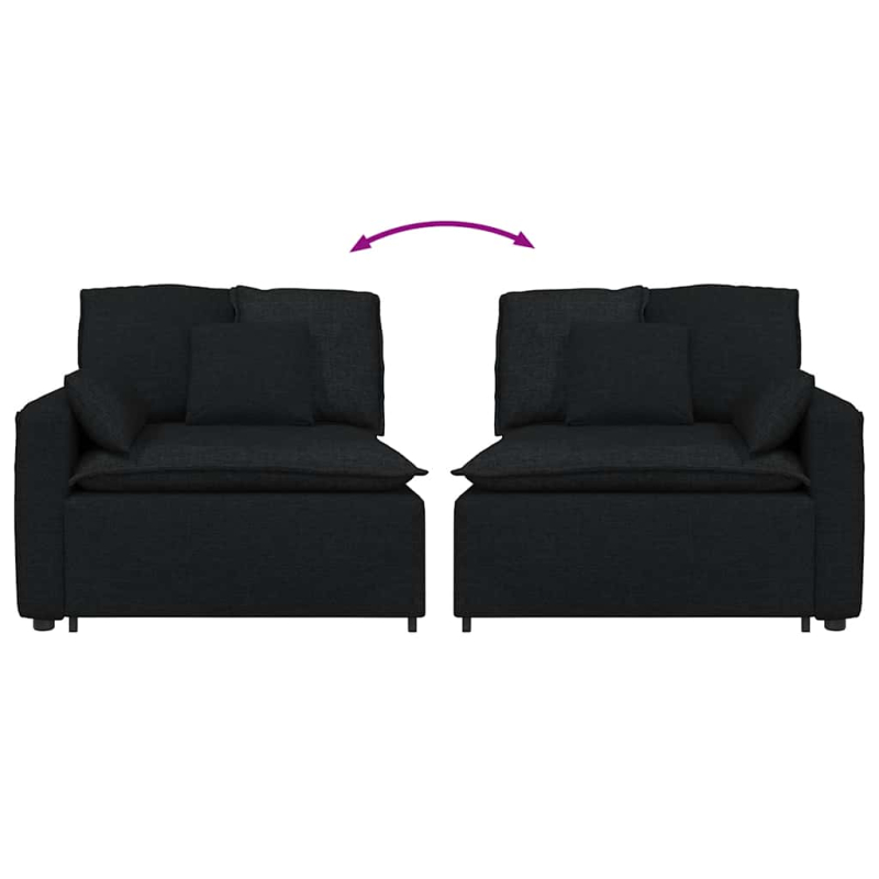 Modulares Sofa Endmodul mit Armlehne Kissen Schwarz 100 cm