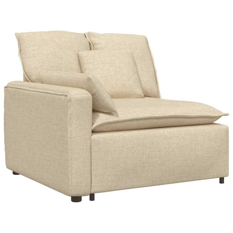 Modulares Sofa Endmodul mit Armlehne Kissen Creme 100 cm