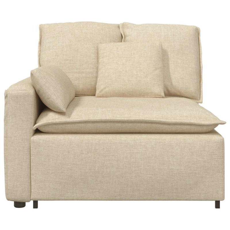 Modulares Sofa Endmodul mit Armlehne Kissen Creme 100 cm