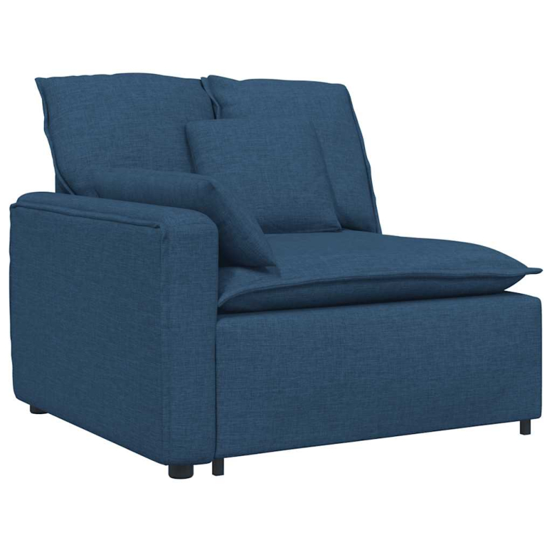 Modulares Sofa Endmodul mit Armlehne Kissen Blau 100 cm