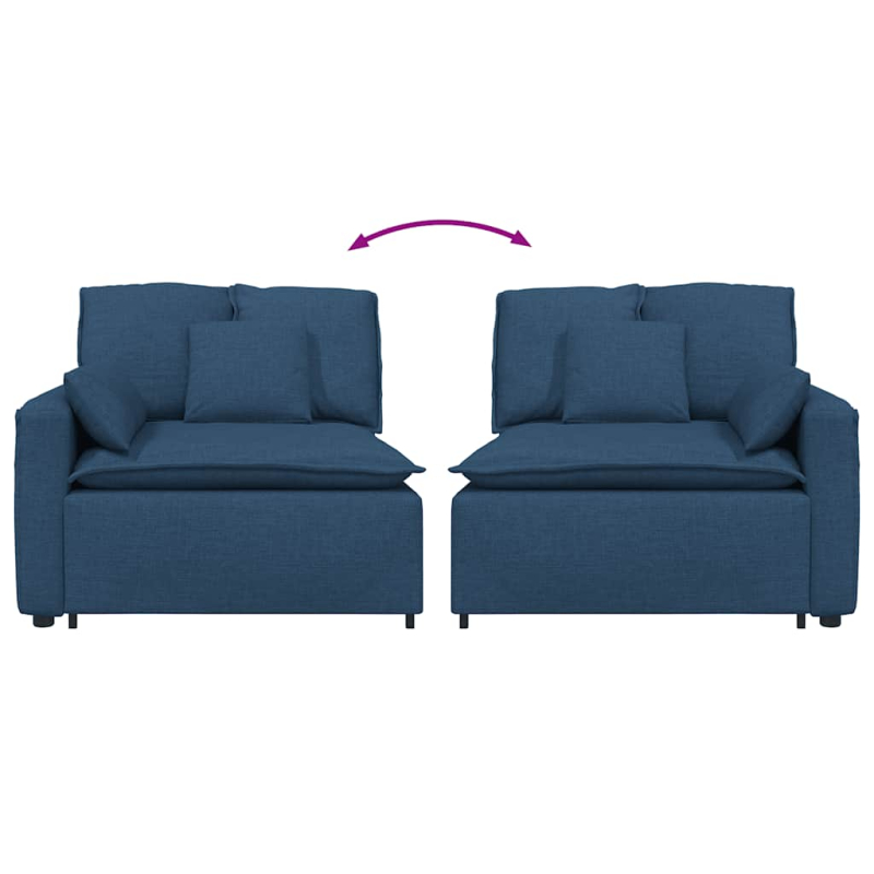 Modulares Sofa Endmodul mit Armlehne Kissen Blau 100 cm