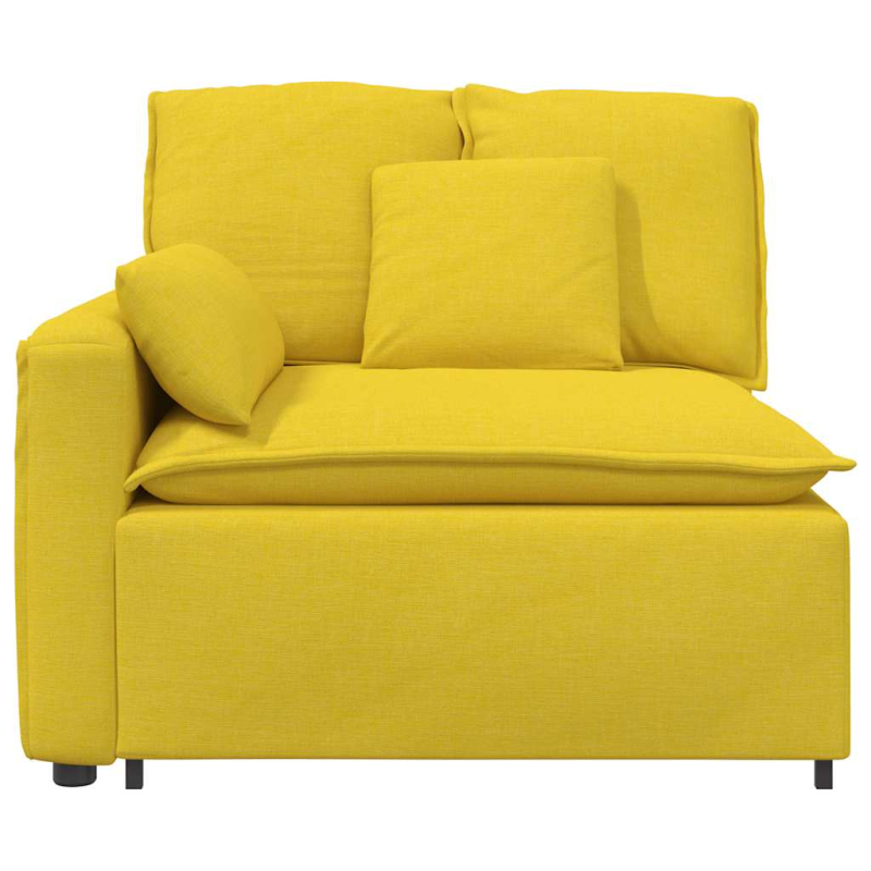 Modulares Sofa Endmodul mit Armlehne Kissen Hellgelb 100 cm