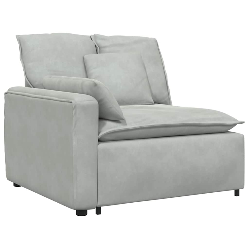 Modulares Sofa Endmodul mit Armlehne Kissen Hellgrau 100 cm