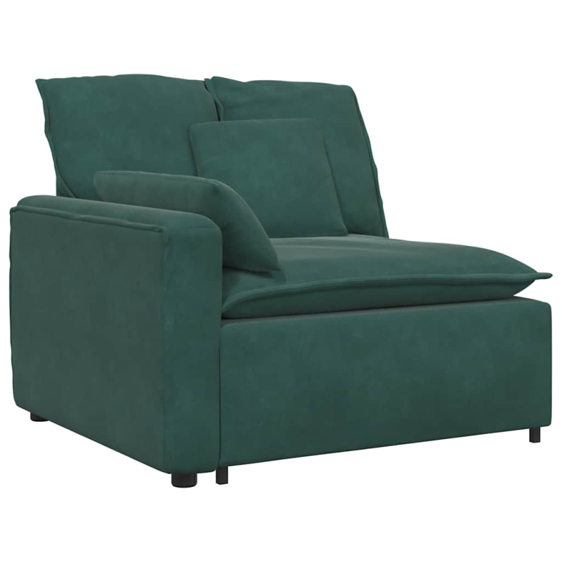 Modulares Sofa Endmodul mit Armlehne Kissen Dunkelgrün 100 cm