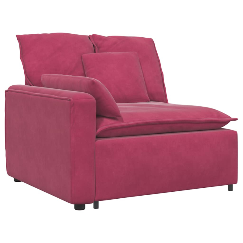 Modulares Sofa Endmodul mit Armlehne Kissen Weinrot 100 cm