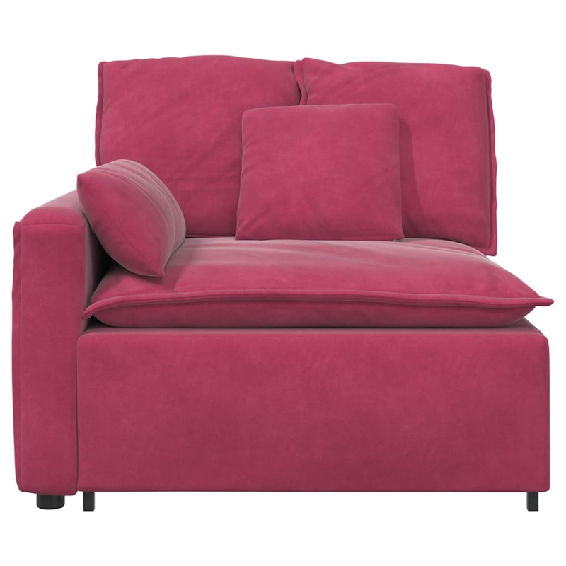 Modulares Sofa Endmodul mit Armlehne Kissen Weinrot 100 cm