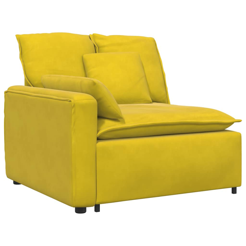 Modulares Sofa Endmodul mit Armlehne Kissen Gelb 100 cm