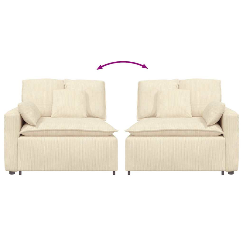 Modulares Sofa Endmodul mit Armlehne Kissen Creme 100 cm