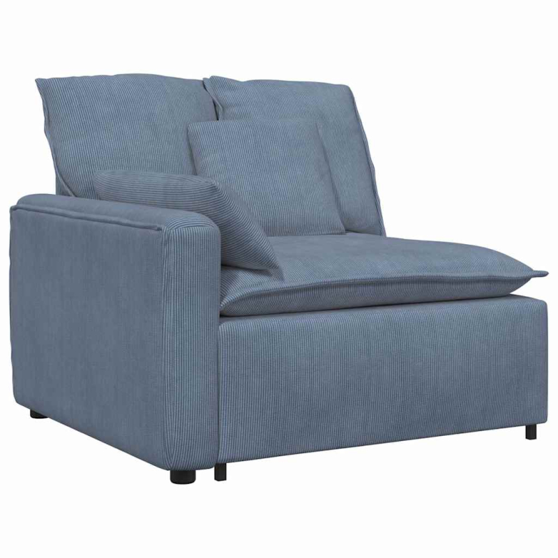 Modulares Sofa Endmodul mit Armlehne Kissen Blau 100 cm