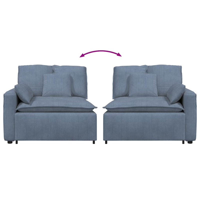 Modulares Sofa Endmodul mit Armlehne Kissen Blau 100 cm