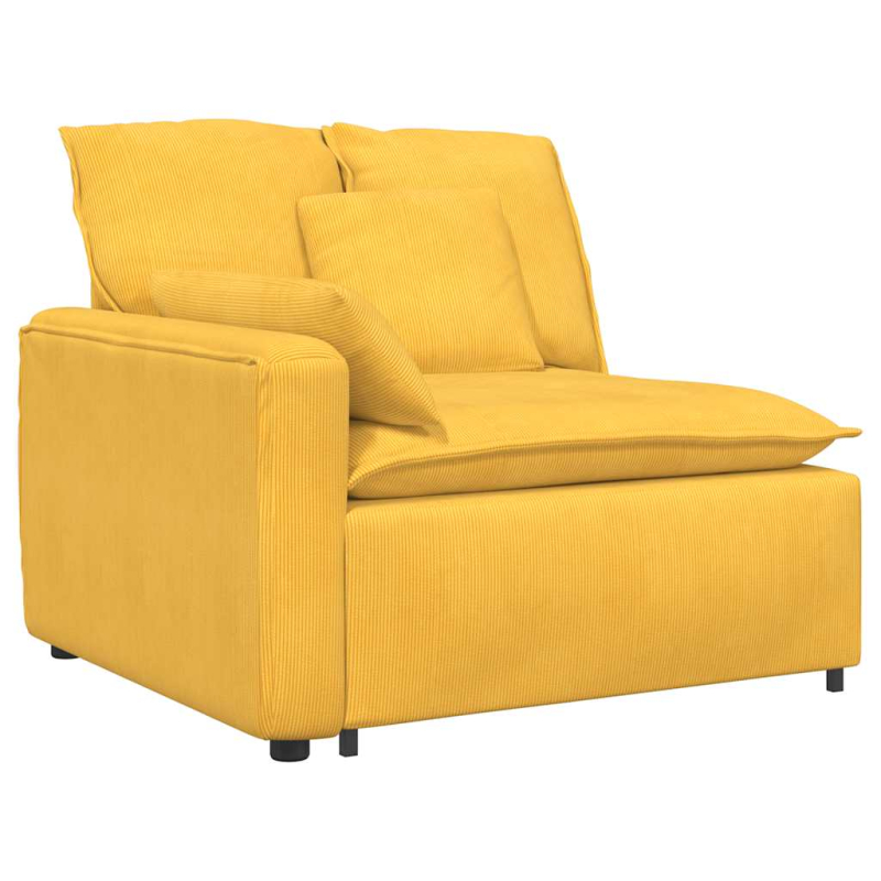Modulares Sofa Endmodul mit Armlehne Kissen Hellgelb 100 cm