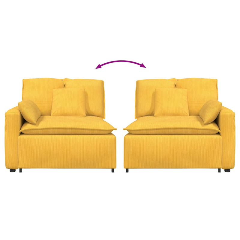 Modulares Sofa Endmodul mit Armlehne Kissen Hellgelb 100 cm