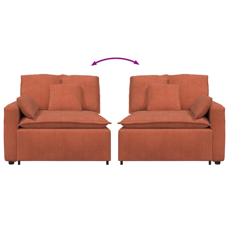 Modulares Sofa Endmodul mit Armlehne Kissen Rot Orange 100 cm