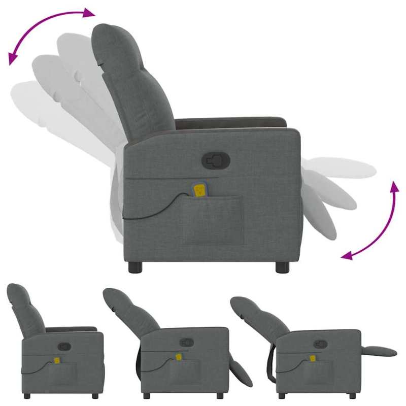 Massagesessel Dunkelgrau Stoff