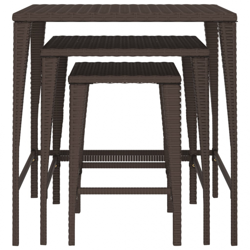 Garten-Satztische 3 Stk. Braun Poly Rattan